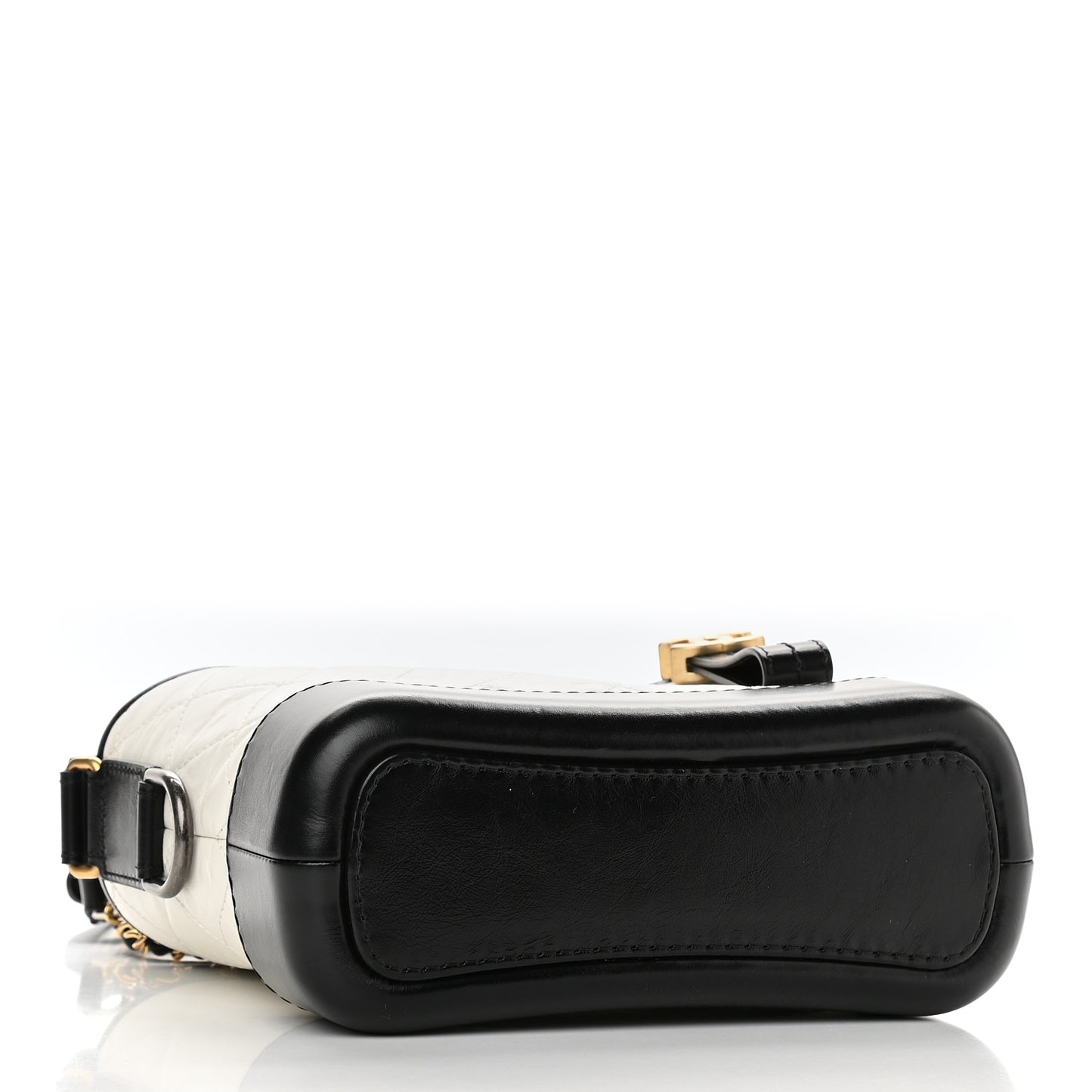 Aged Calfskin Quilted Small Gabrielle Hobo Black White