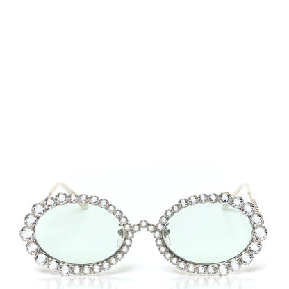 Gucci Crystal Oval Sunglasses GG0620S Silver 2 of 6