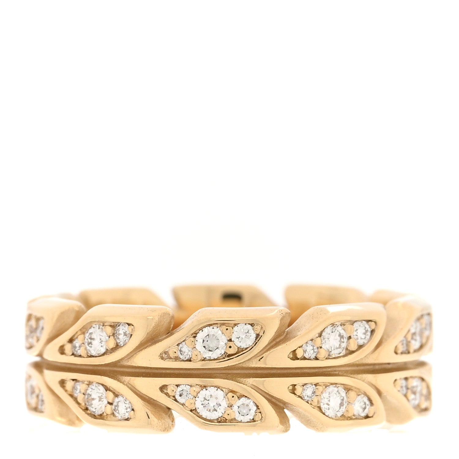 Tiffany 18K Yellow Gold Diamond Victoria Vine Band Ring 52 6 3 of 4