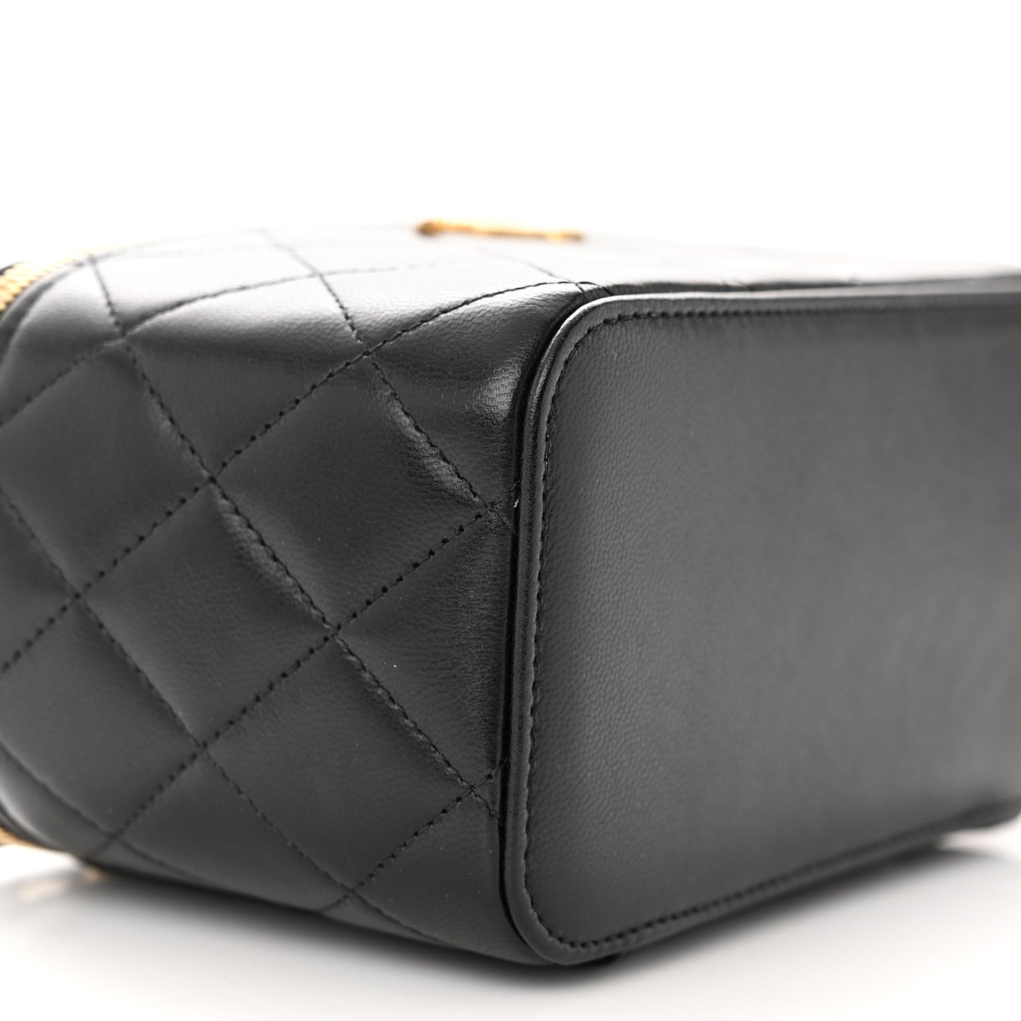 Goatskin Quilted Punk Essentials Vanity Case With Chain Black