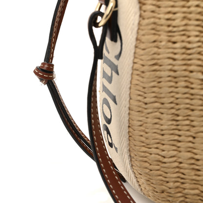Chloe X MIFUKO Raffia Calfskin Small Woody Basket Shoulder Bag Black Beige 14 of 14