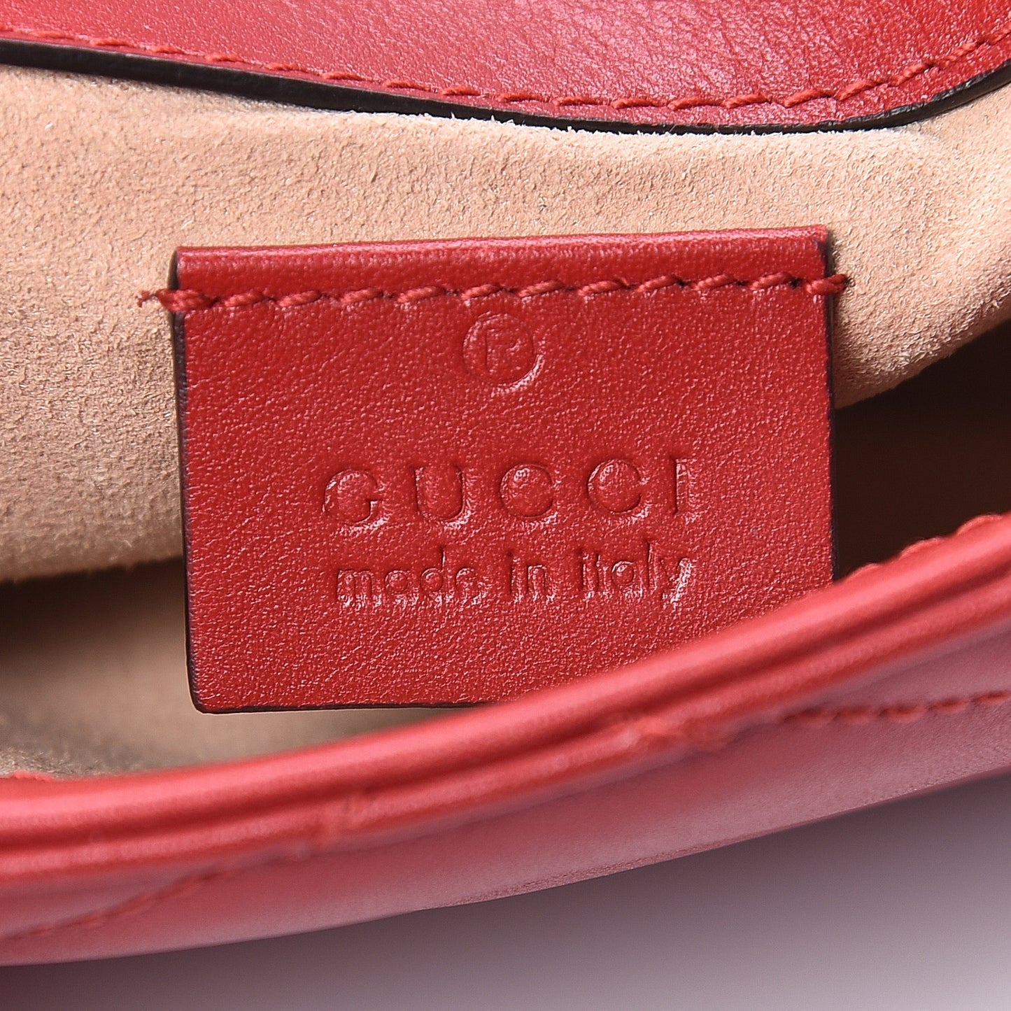 Calfskin Matelasse Super Mini GG Marmont Shoulder Bag Hibiscus Red