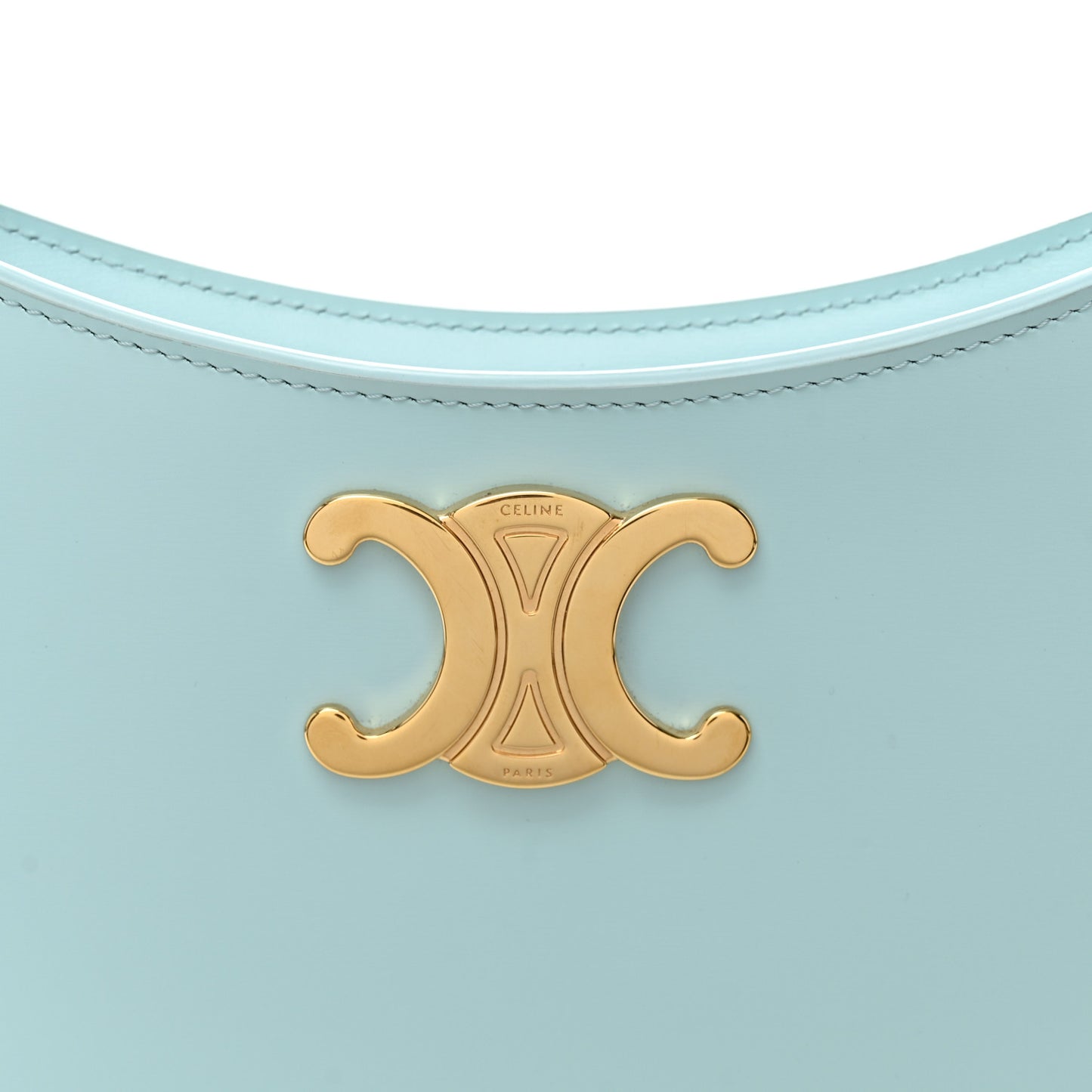 Shiny Calfskin Medium Tilly Triomphe Shoulder Bag Light Blue