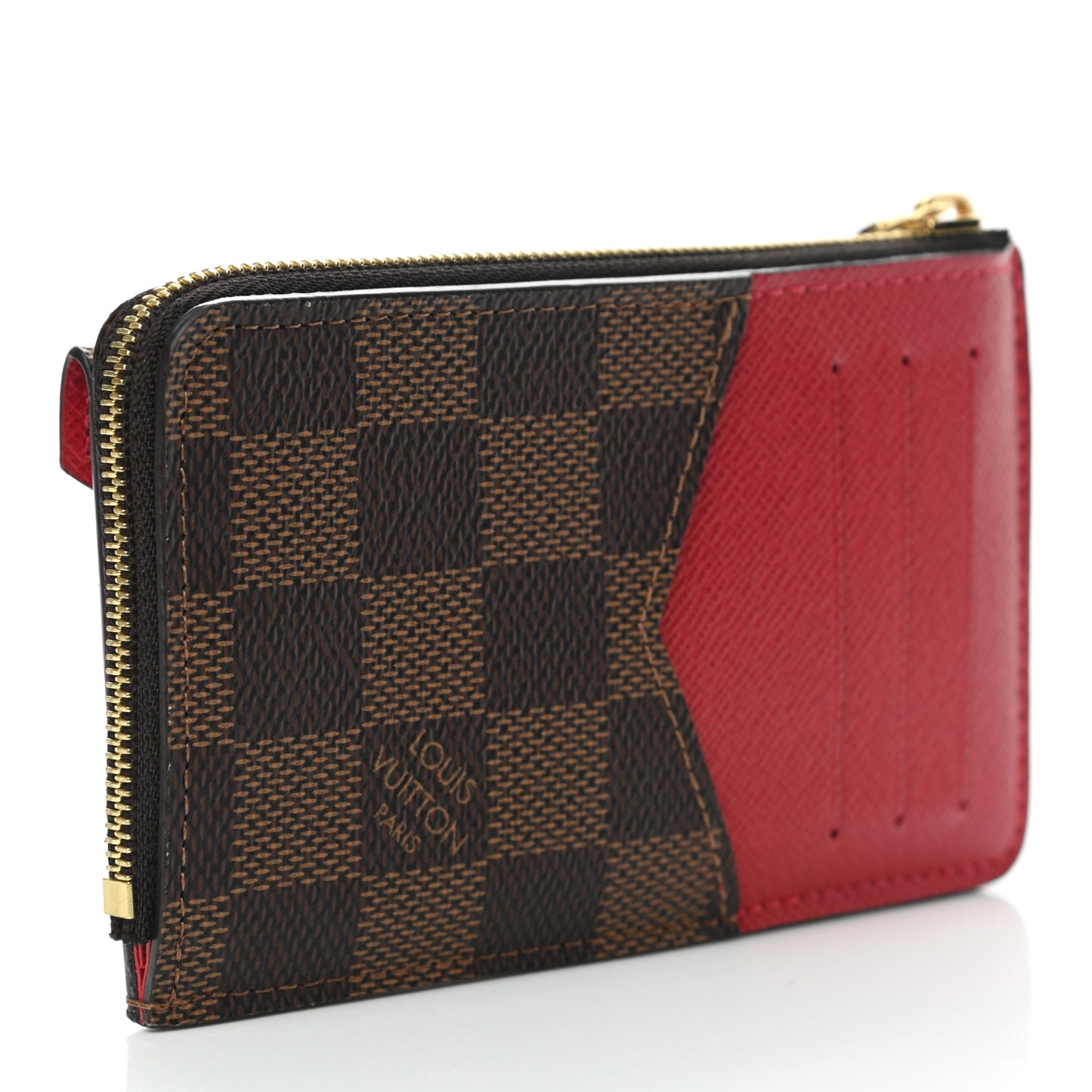 Damier Ebene Recto Verso Card Holder Red