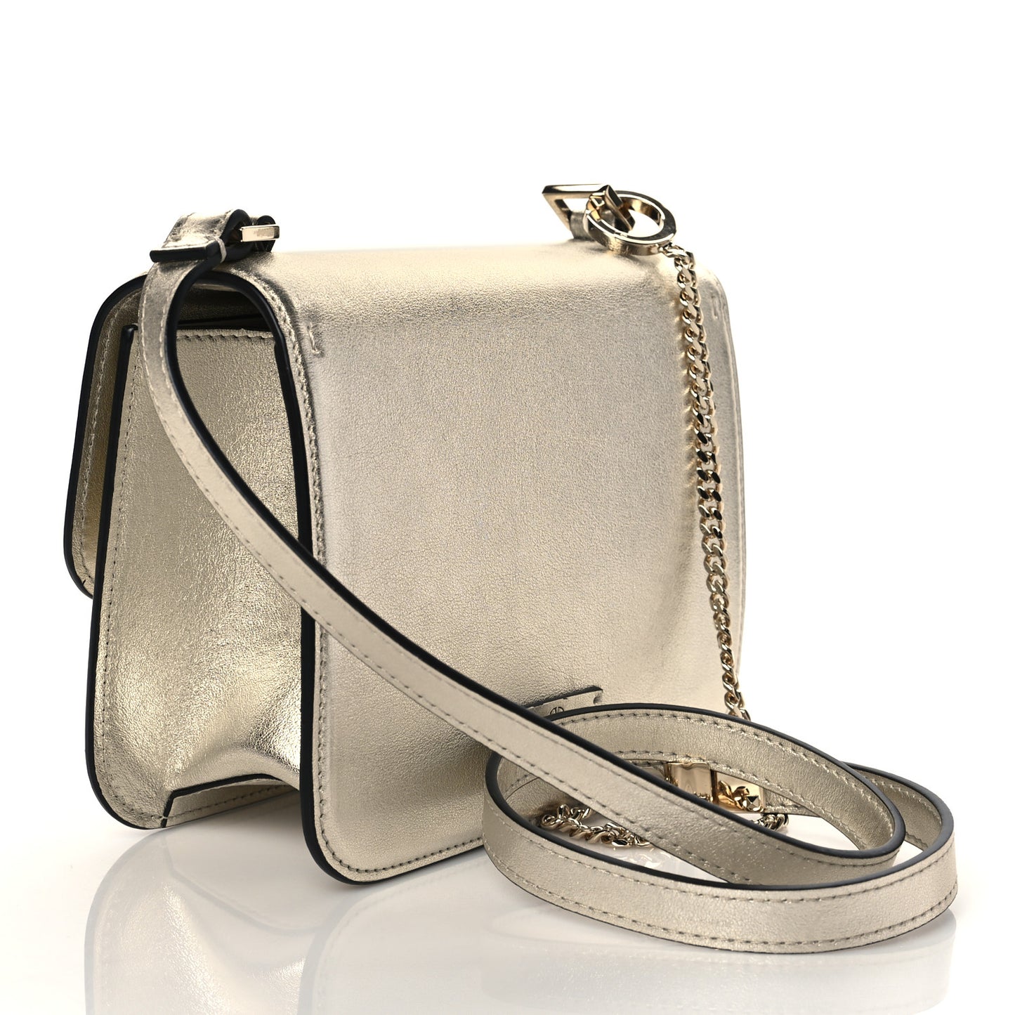 Metallic Calfskin Micro VSling Shoulder Bag Sahara