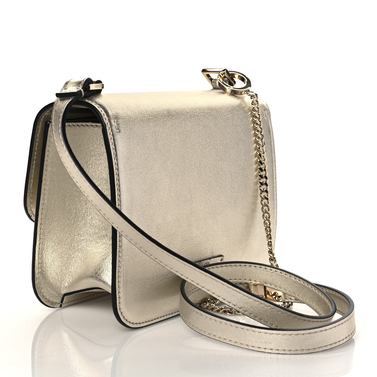 Valentino Garavani Metallic Calfskin Micro VSling Shoulder Bag Sahara 3 of 9