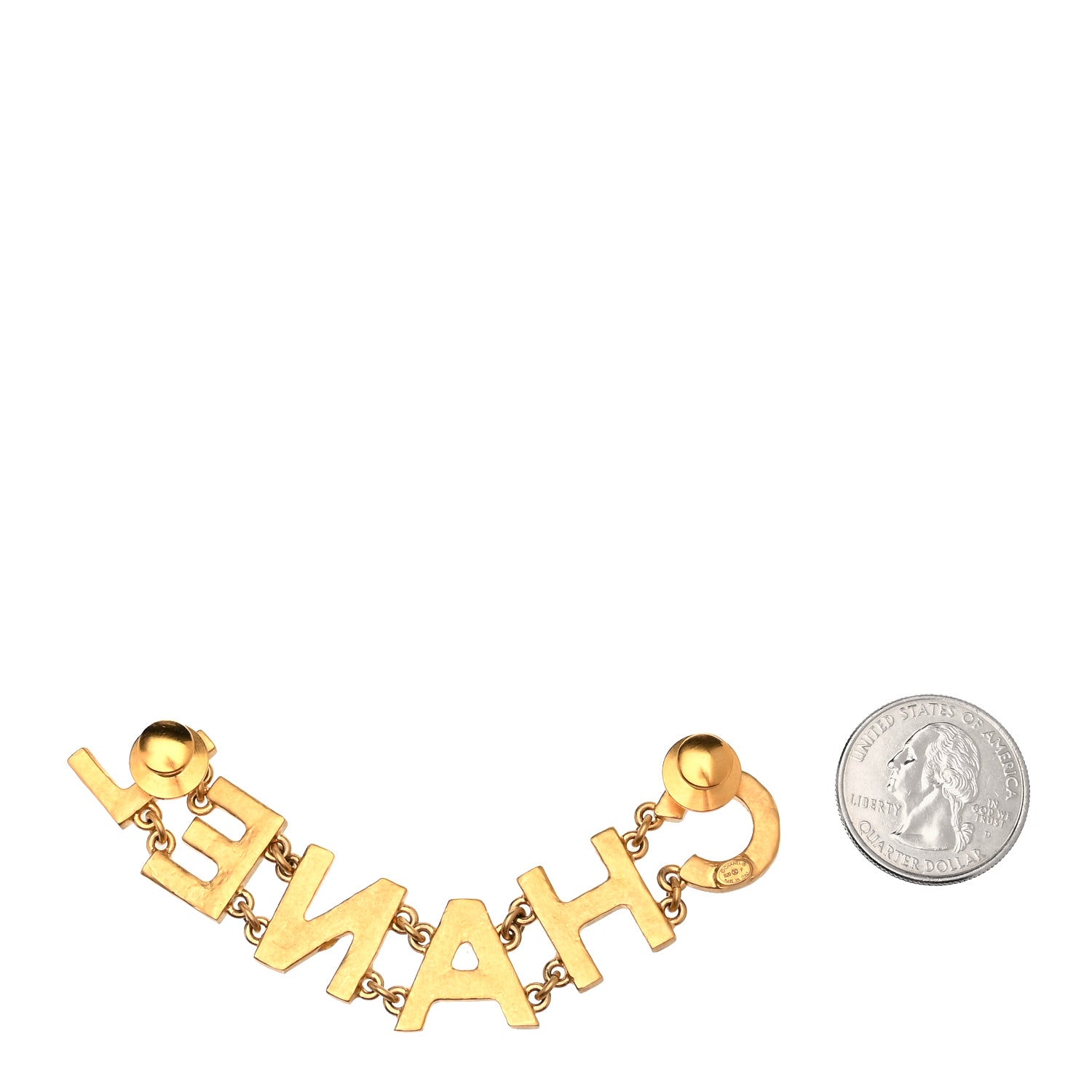 Chanel Crystal Logo Brooch Gold 2 of 3