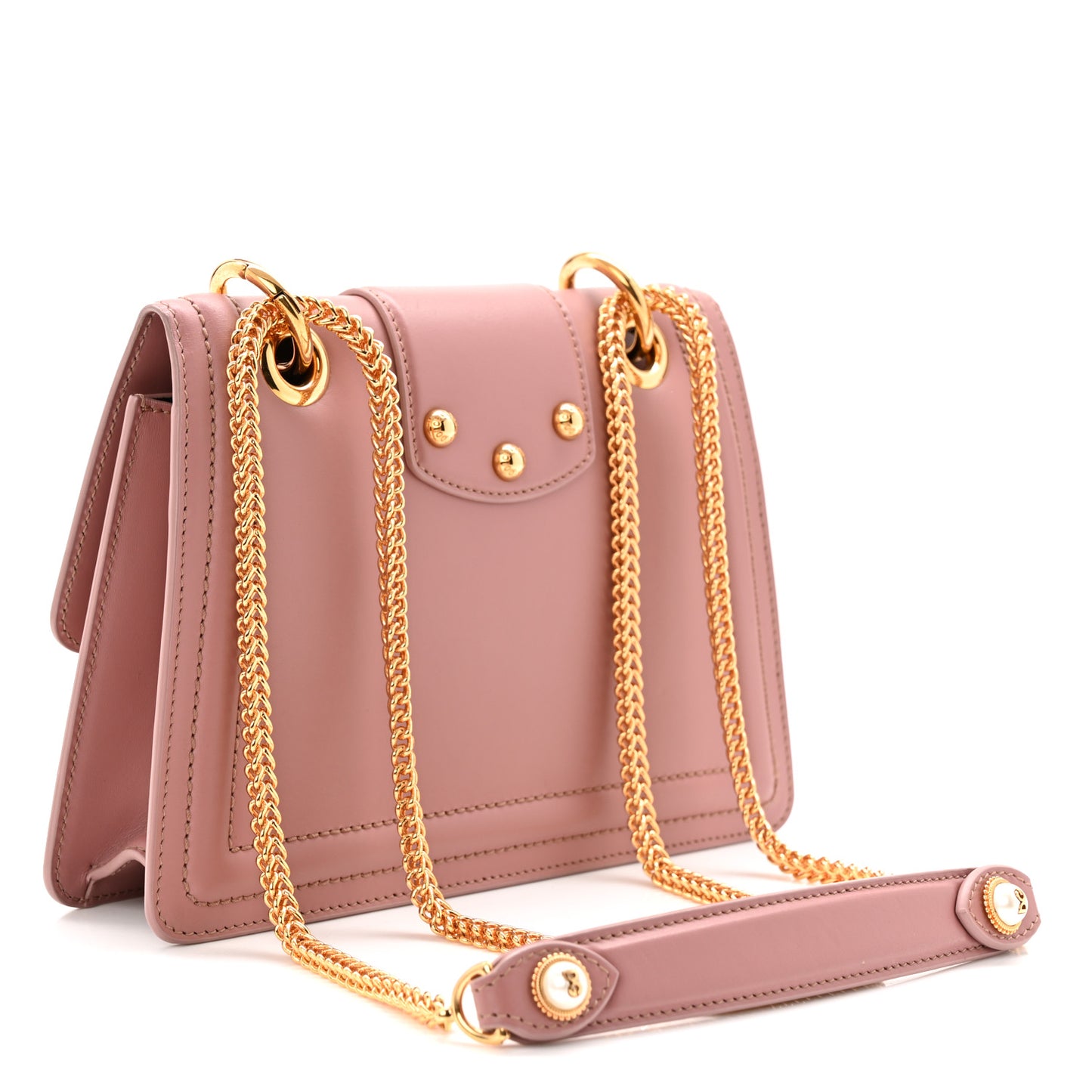 DOLCE GABBANA Smooth Calfskin Small DG Amore Envelope Bag Pink