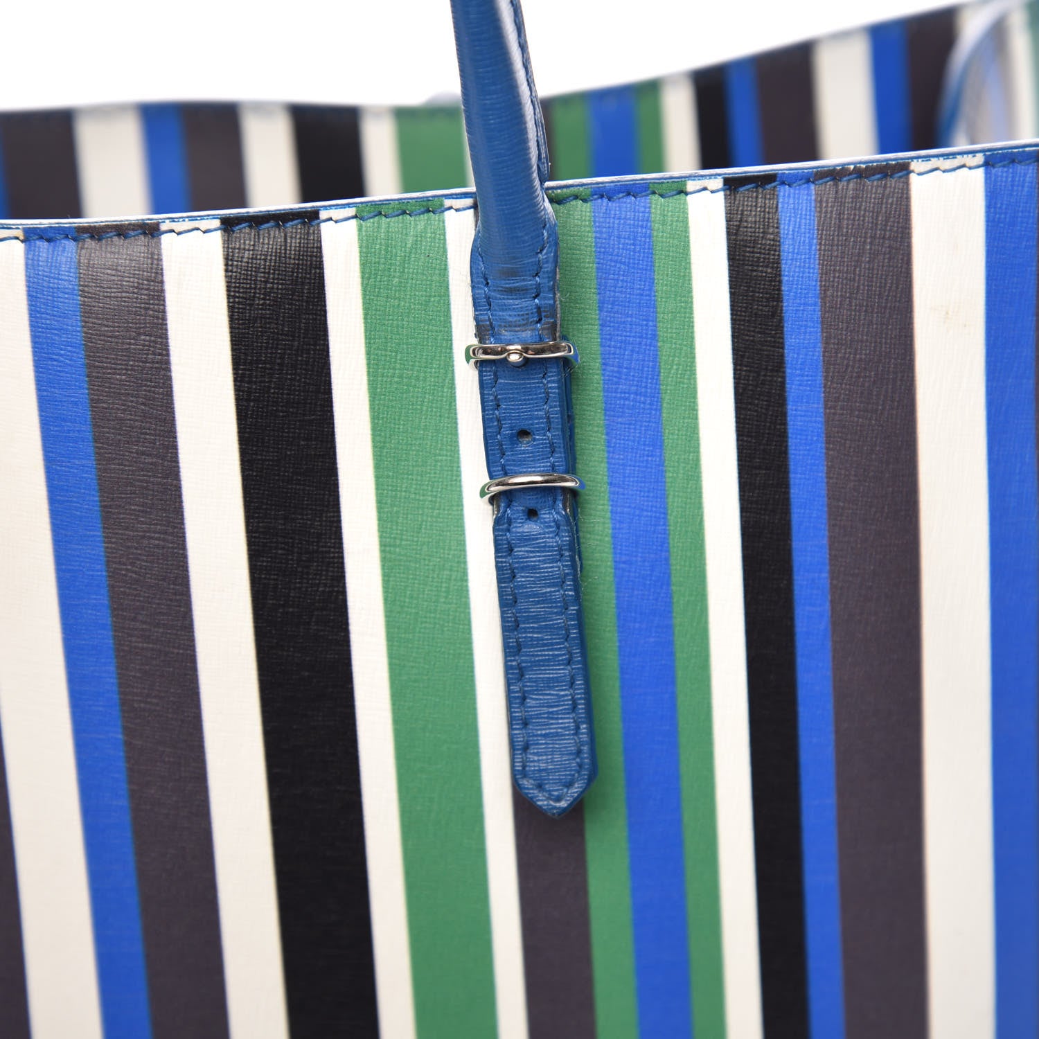 Balenciaga Veau Striped Papier B4 Zip Around Tote Variante Blue 18 of 19