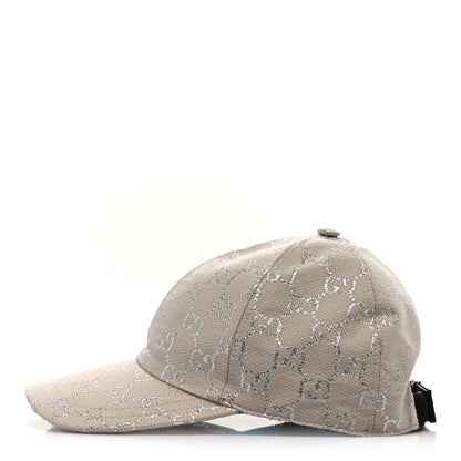 Gucci Canvas Lame GG Monogram Rush Baseball Hat S Gardenia Silver 4 of 11