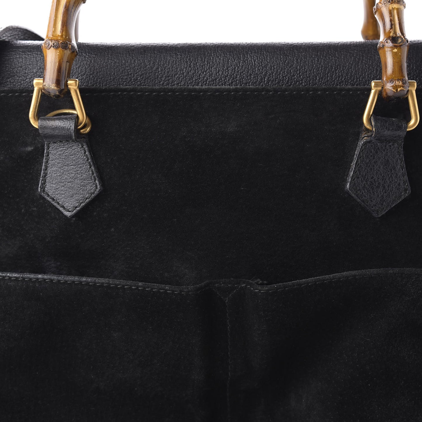 Suede Bamboo Top Handle Bag Black