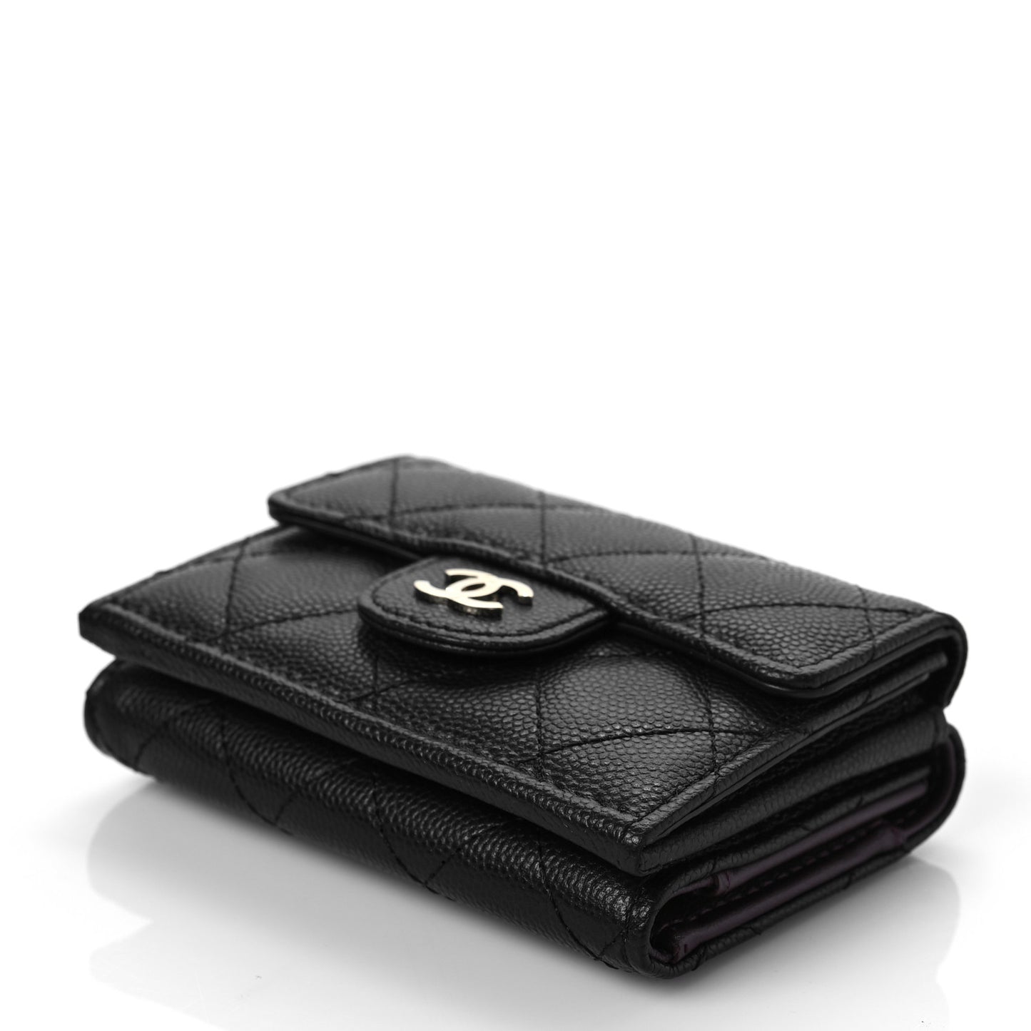 Caviar Quilted Double Flap Wallet Black