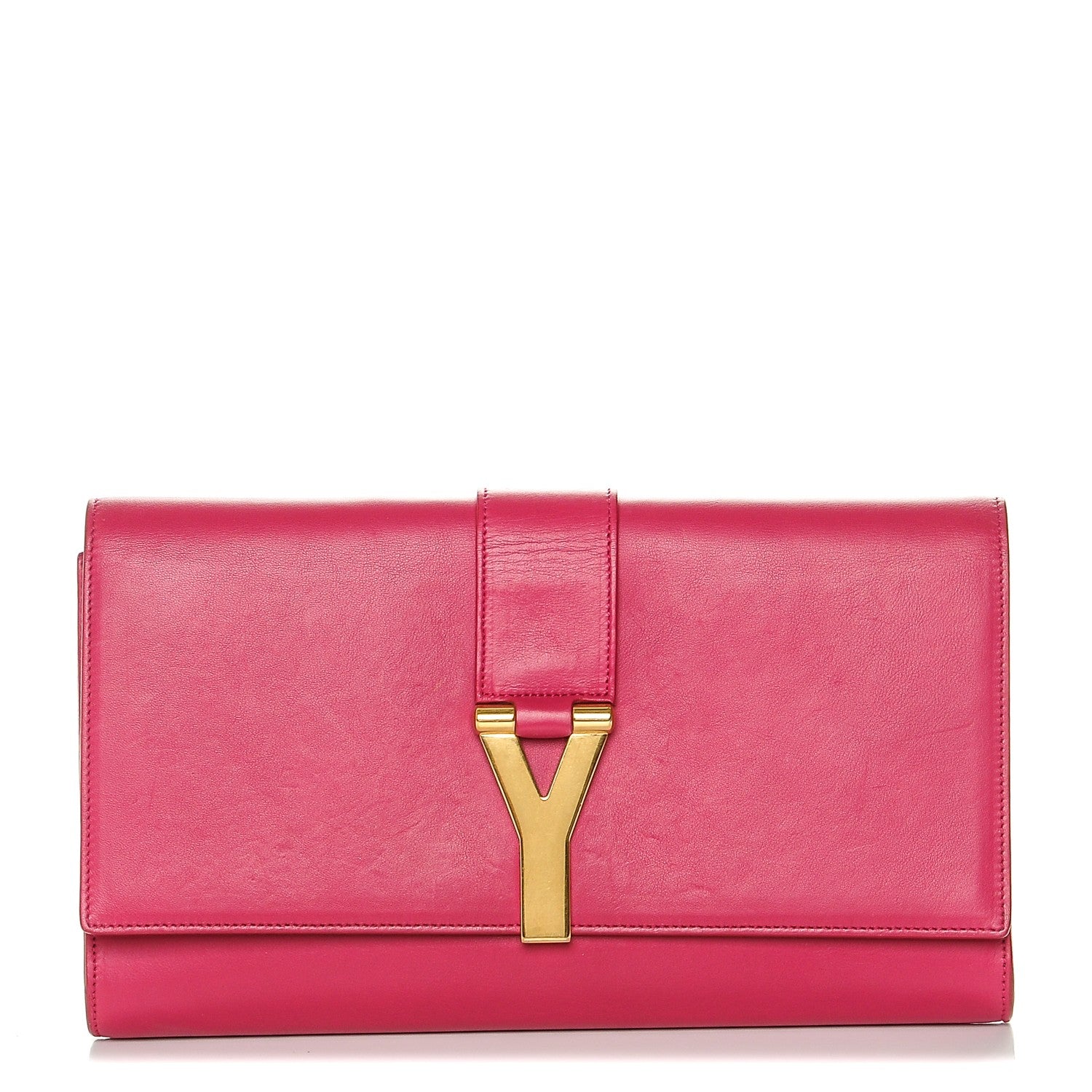 Saint Laurent Calfskin Classic Y Ligne Clutch Fuchsia 1 of 7