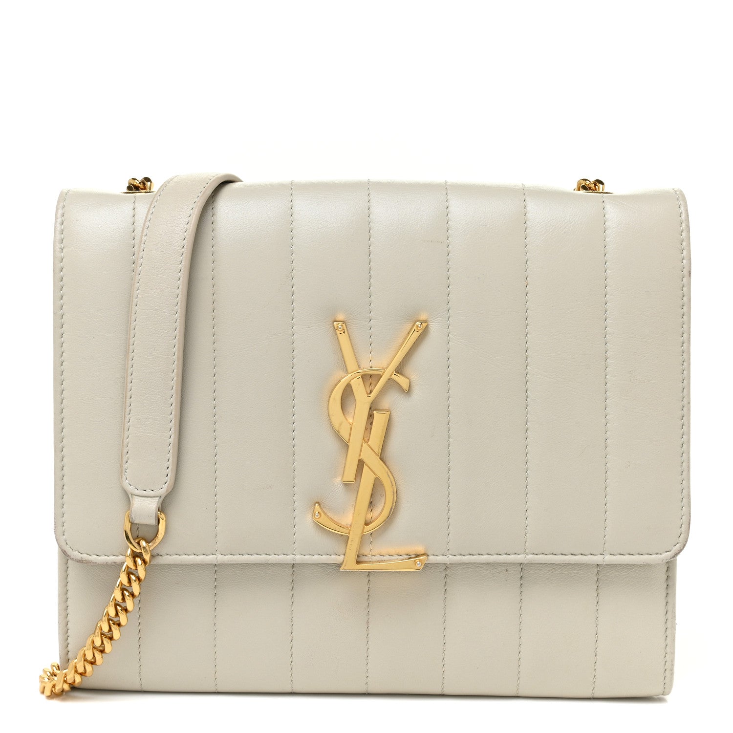 Saint Laurent Lambskin Matelasse Small Vicky Chain Bag White 1 of 17