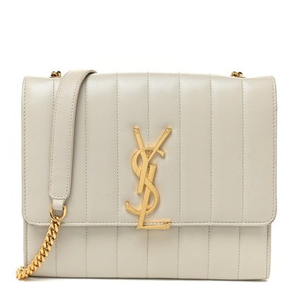 Saint Laurent Lambskin Matelasse Small Vicky Chain Bag White 1 of 17