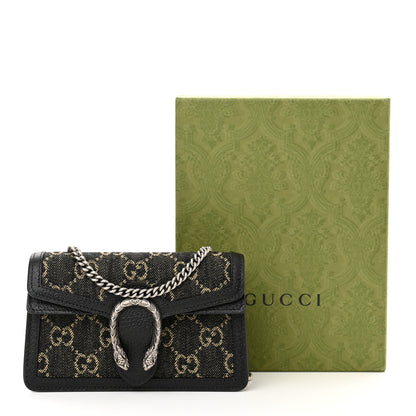 Gucci Jacquard Black Denim GG Monogram Super Mini Dionysus Shoulder Bag Black Ivory 10 of 10