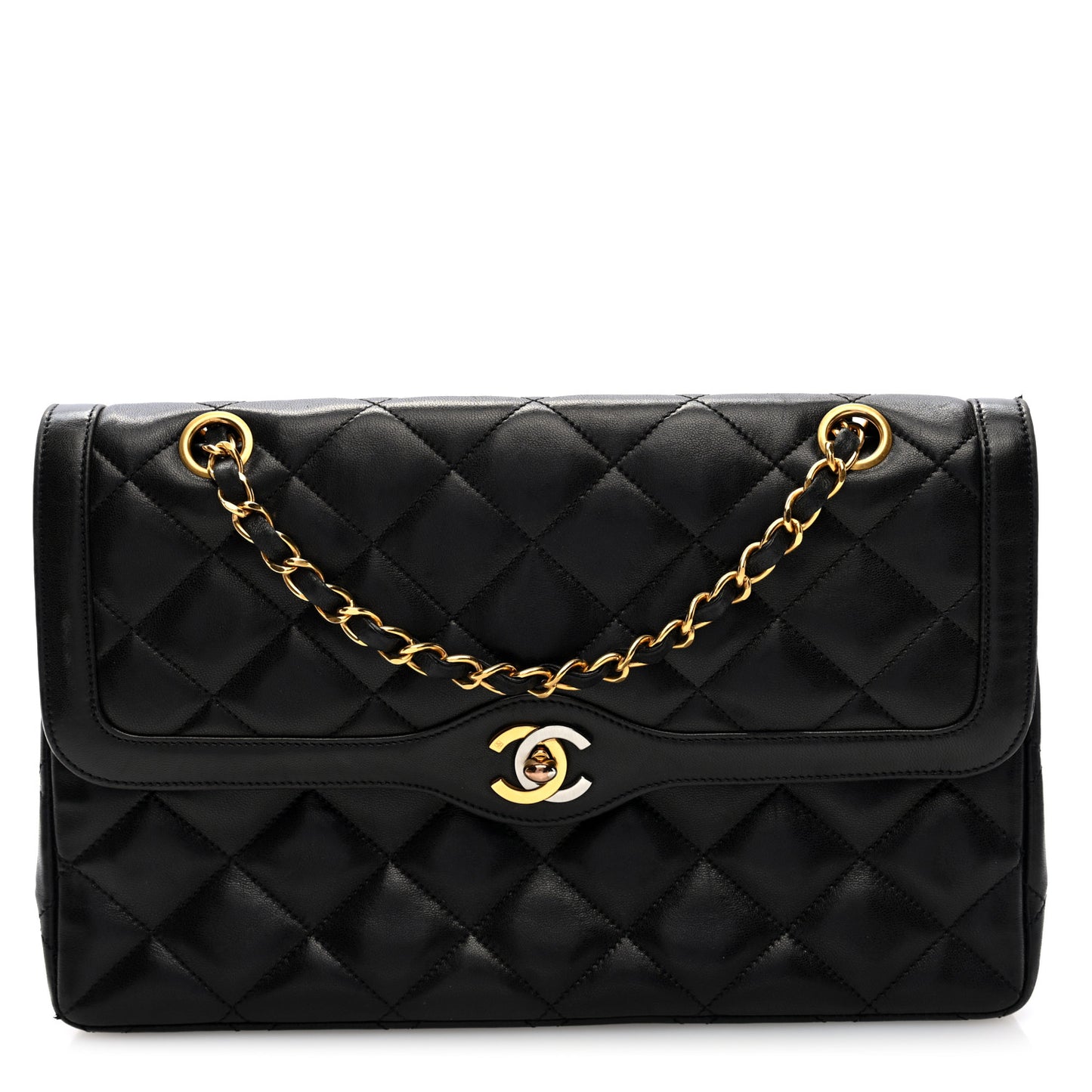 Lambskin Medium Double Flap Black