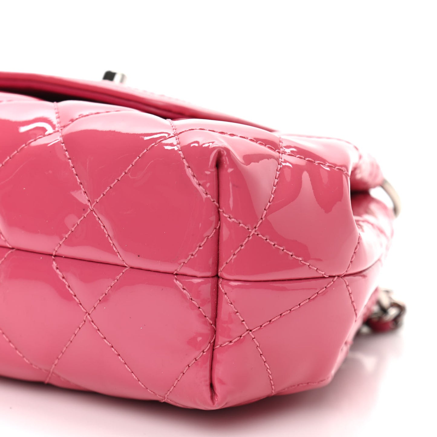 Patent Quilted Small Coco Shine Accordion Flap Pink