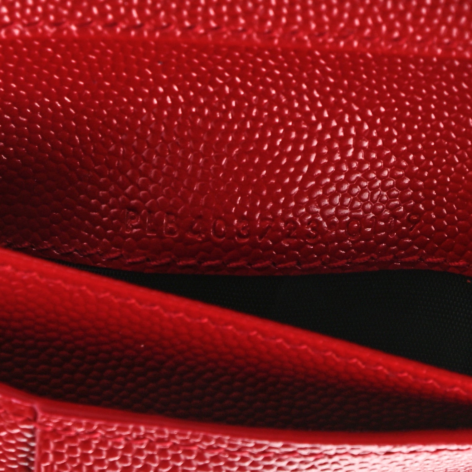 Saint Laurent Grain De Poudre Matelasse Chevron Monogram Compact Zip Around Wallet Red 7 of 7