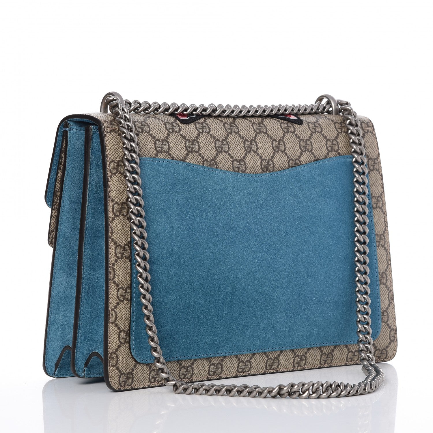 Gucci GG Supreme Monogram Angry Cat Embroidered Medium Dionysus Shoulder Bag Beige Ultramarine 4 of 14