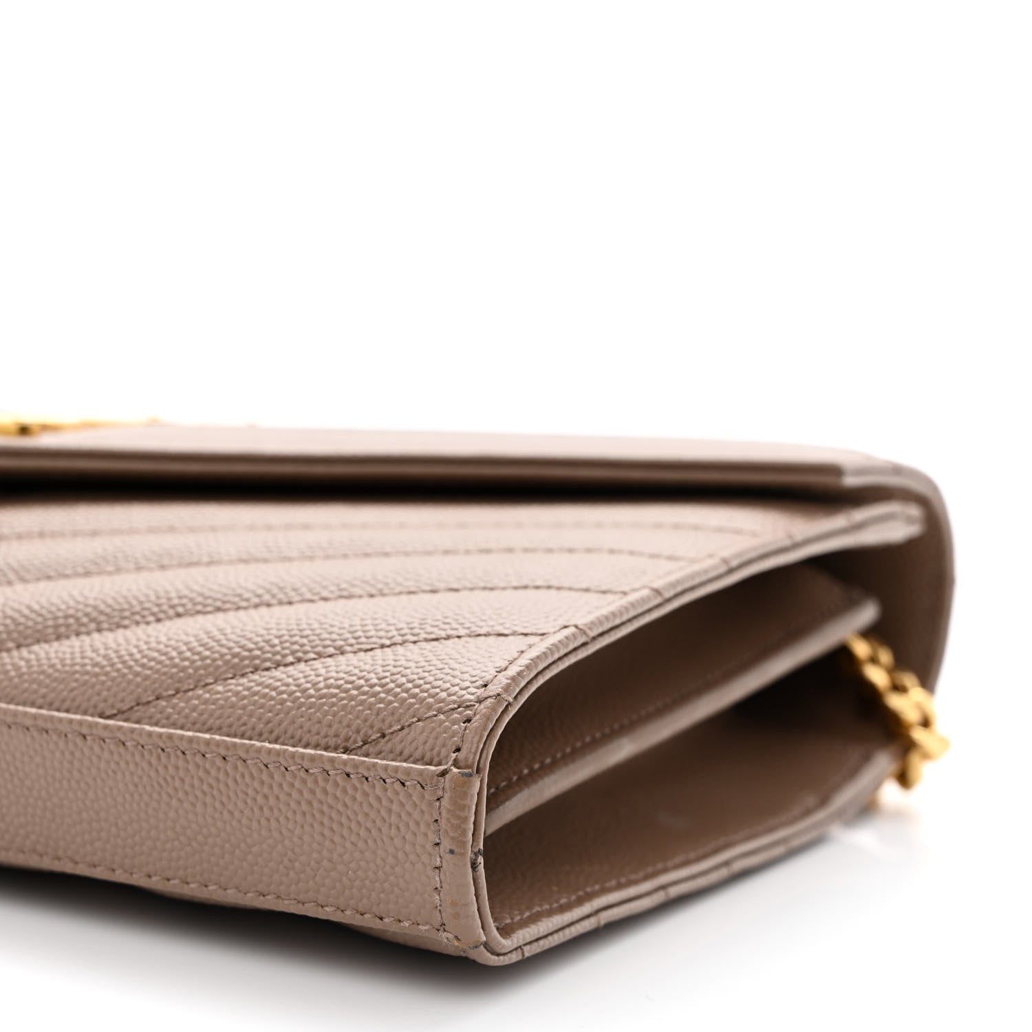 Saint Laurent Grain De Poudre Matelasse Chevron Monogram Chain Wallet Fard 12 of 13