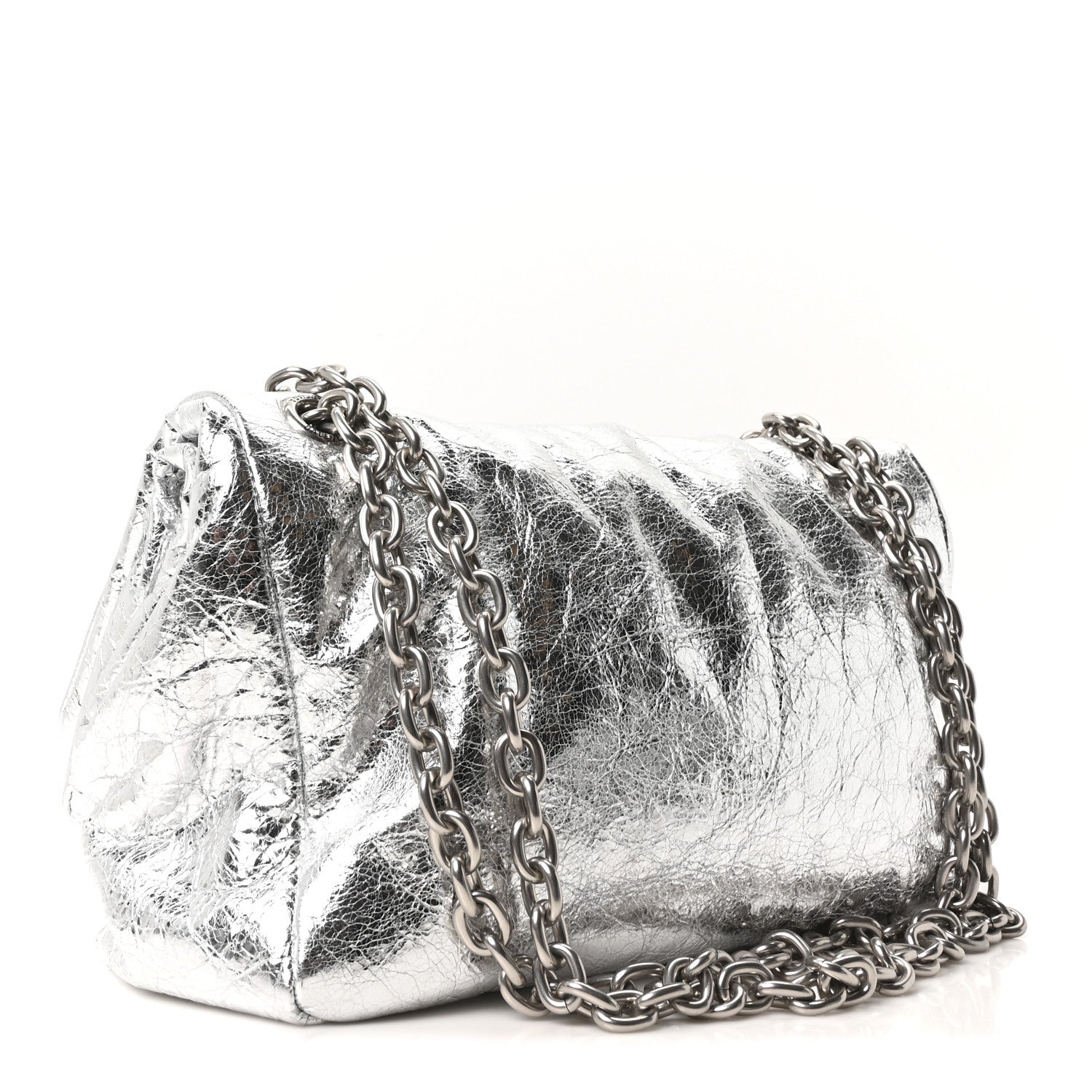 Balenciaga Metallized Arena Calfskin Medium Monaco Chain Shoulder