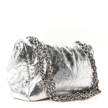 Balenciaga Metallized Arena Calfskin Medium Monaco Chain Shoulder Bag Silver 3 of 10