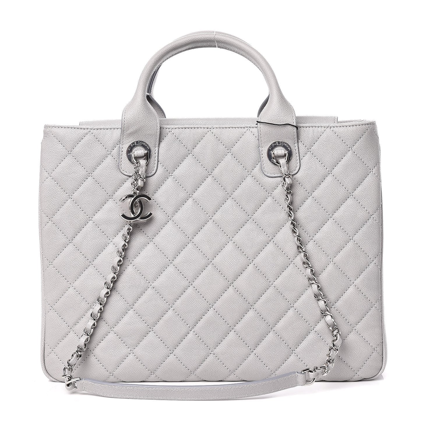 Caviar Quilted Large Urban Companion Top Handle Shopping Tote Grey