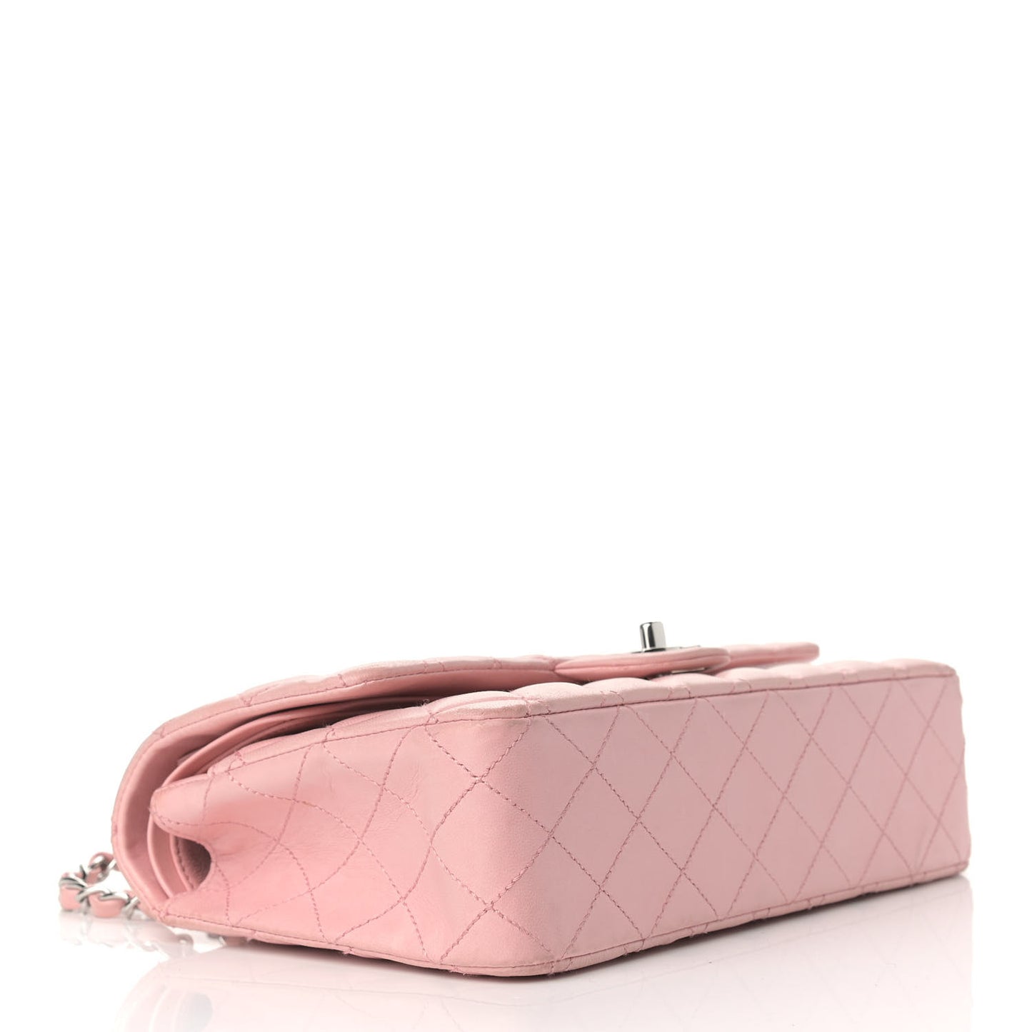 Lambskin Quilted Medium Double Flap Light Pink