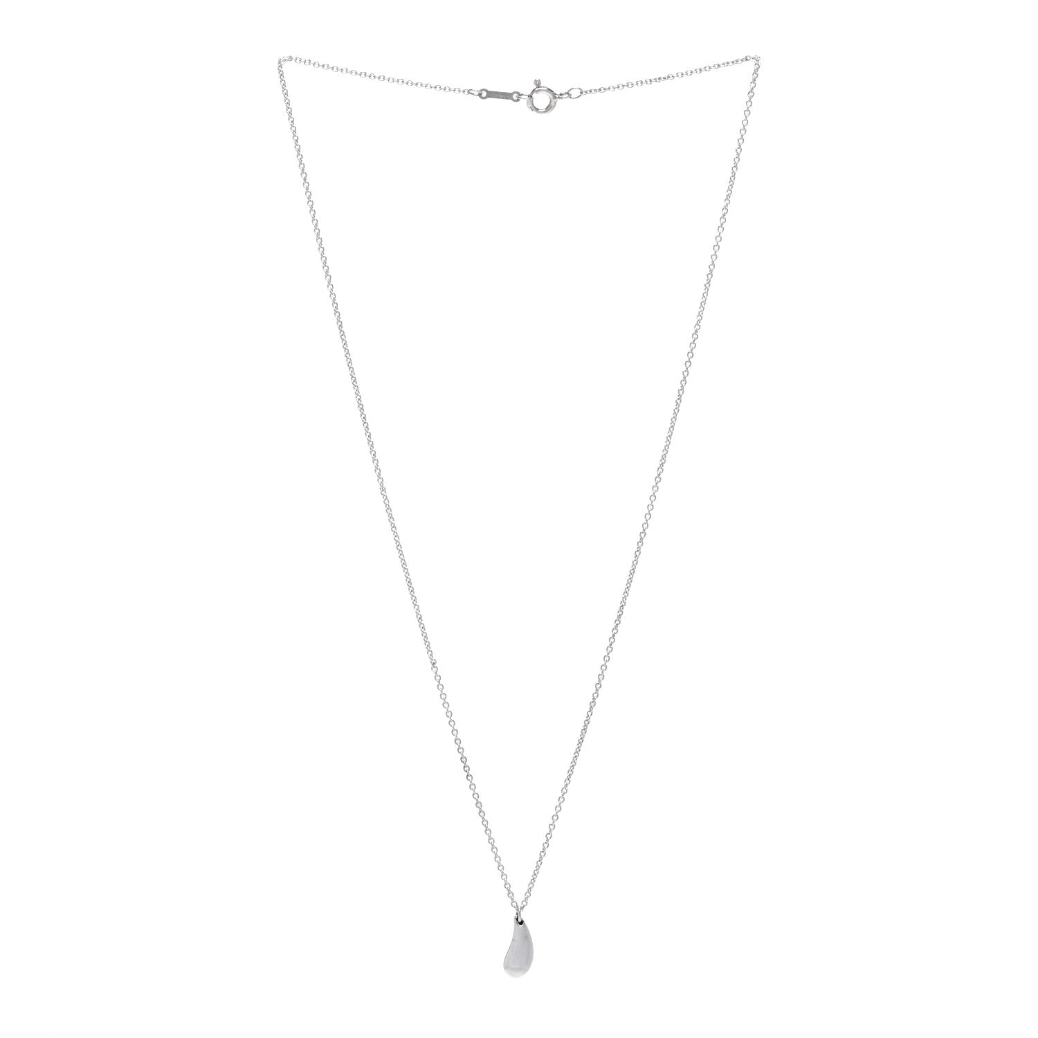 Tiffany Sterling Silver 12mm Elsa Peretti Teardrop Pendant Necklace 3 of 5
