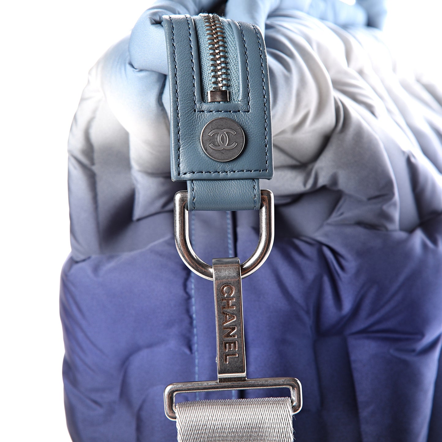Nylon Embossed Doudoune Bowling Bag Blue White