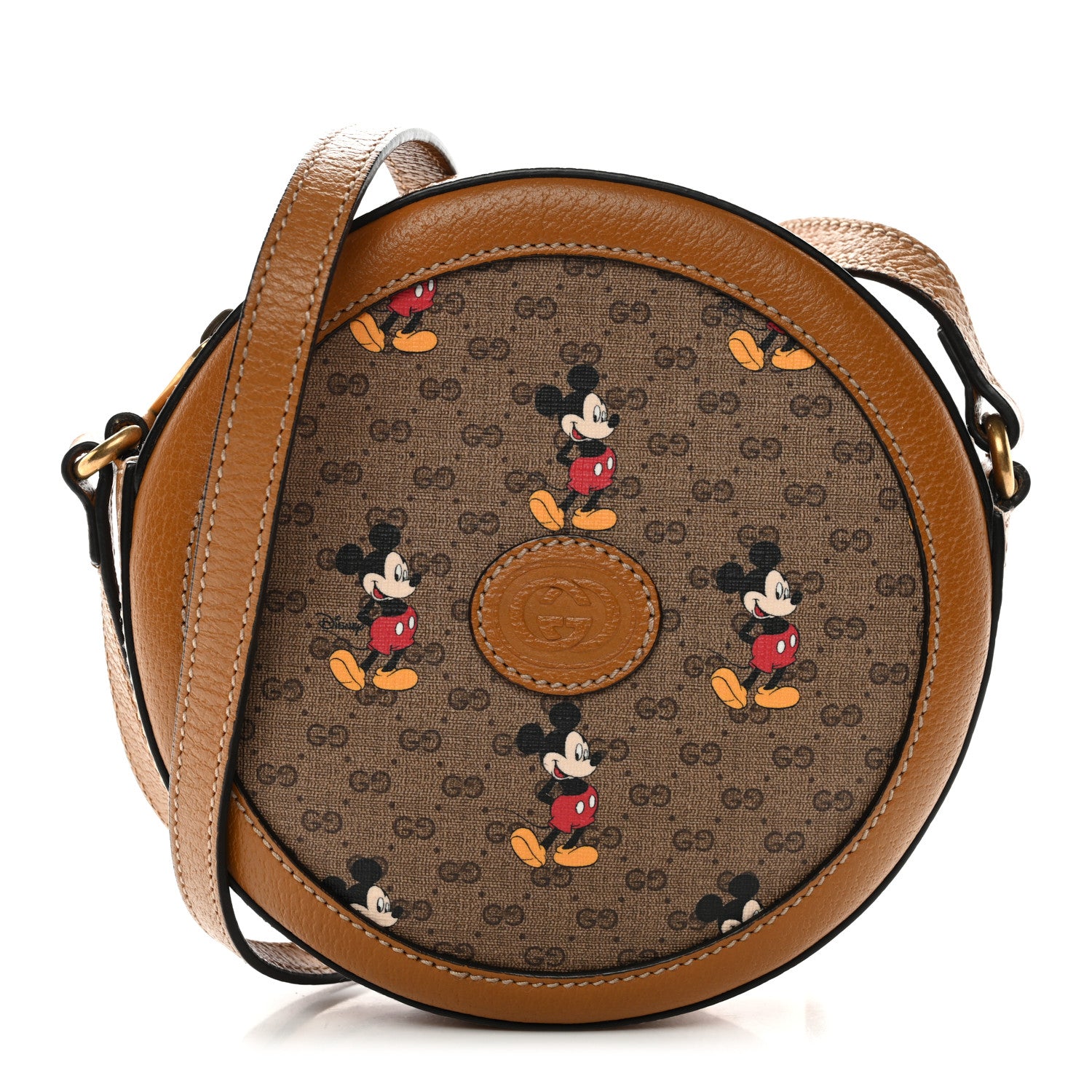 Gucci X DISNEY Mini Vintage GG Supreme Monogram Mickey Mouse Round Shoulder Bag Beige Vintage Sun Oil 1 of 11