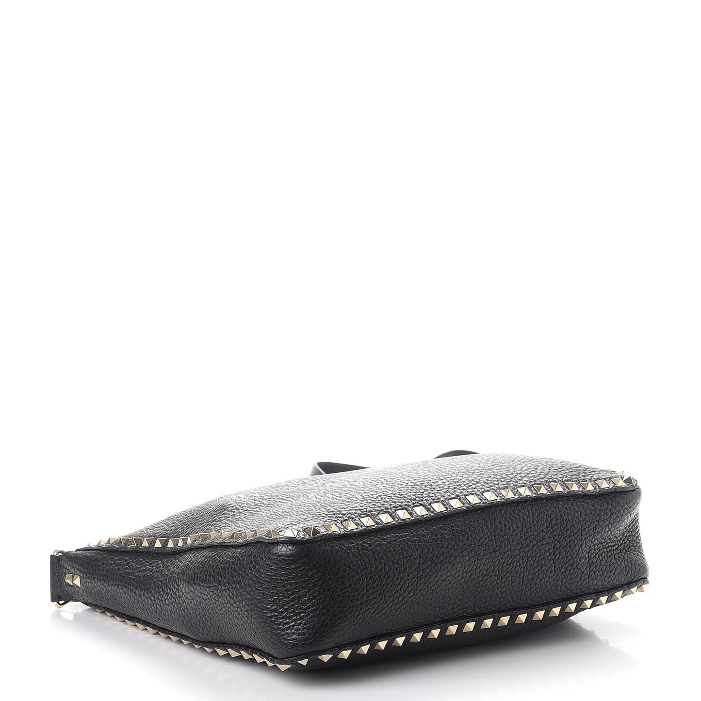 Pebbled Calfskin Large Rockstud Flip-Lock Messenger Bag Black