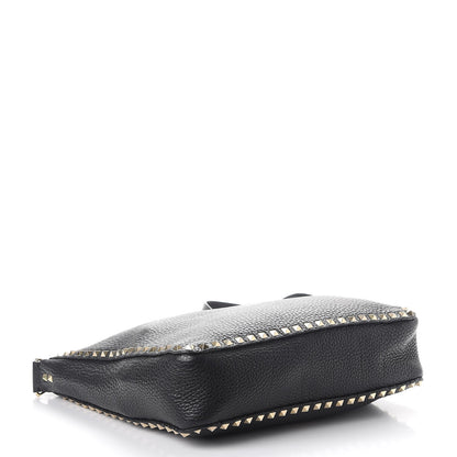 Valentino Garavani Pebbled Calfskin Large Rockstud Flip-Lock Messenger Bag Black 4 of 10