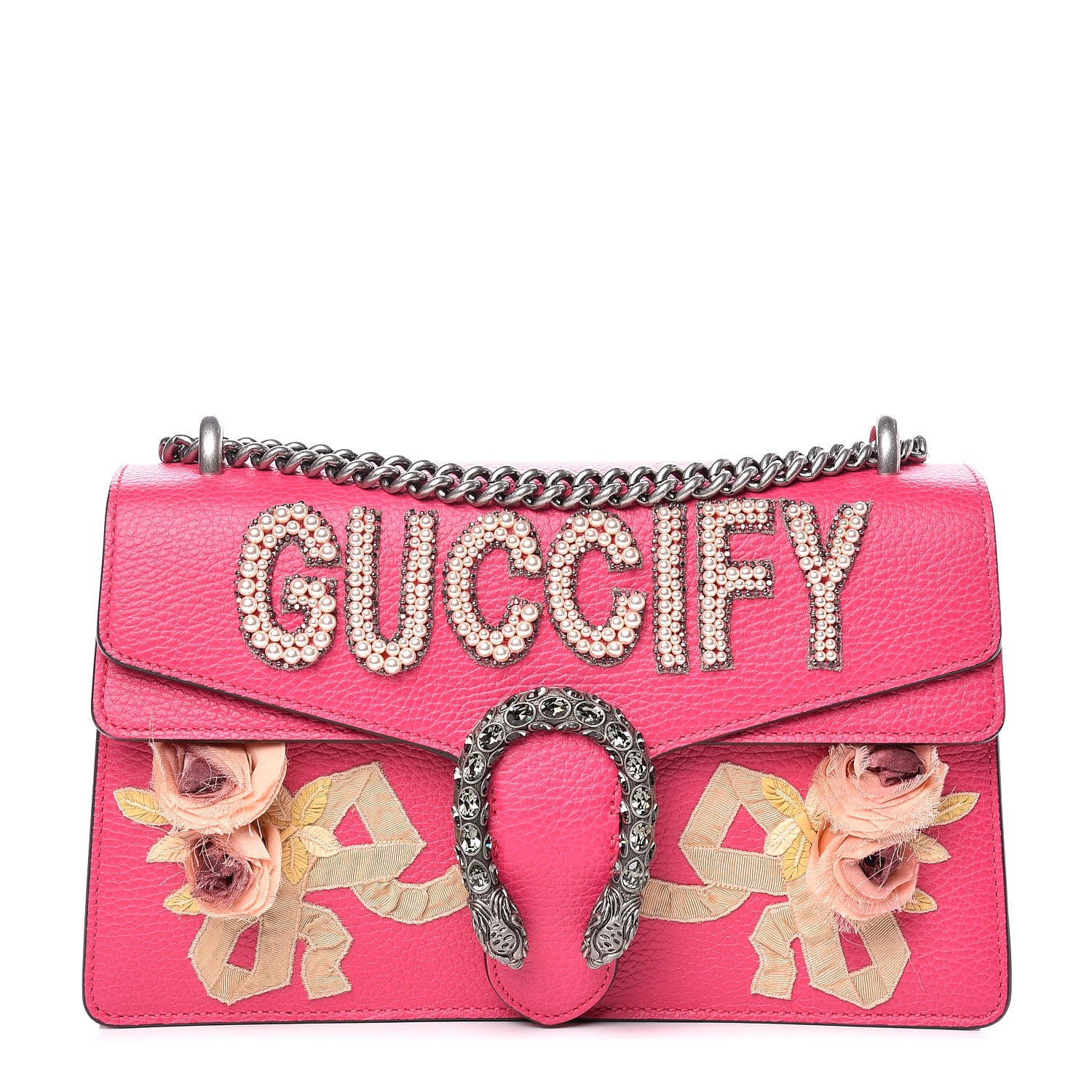 Gucci Pebbled Calfskin Embellished Guccify Small Dionysus Shoulder Bag Rosa 1 of 10