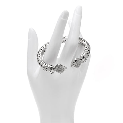 John Hardy Sterling Silver Diamond Classic Chain Square Kick Cuff Bracelet 2 of 5