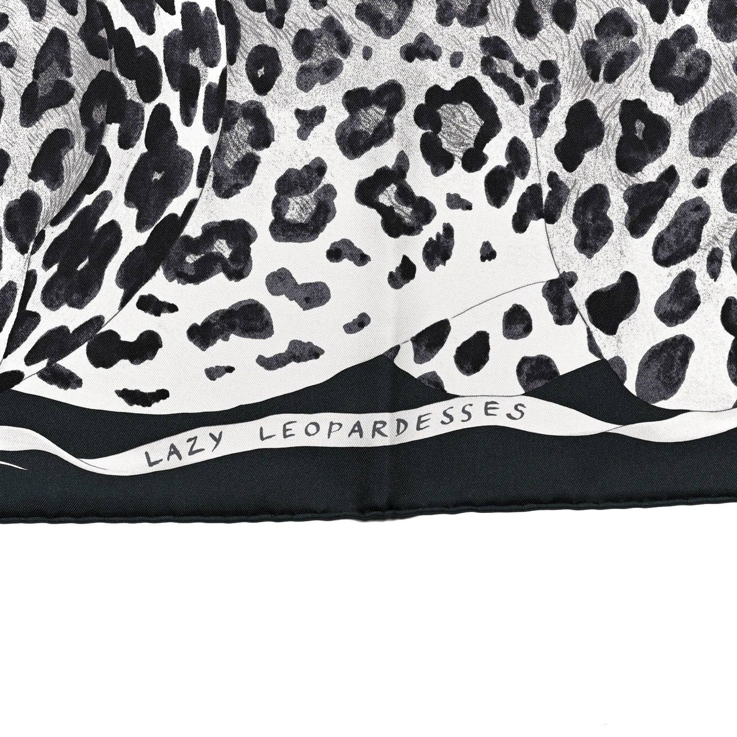 Hermes Silk Twill Lazy Leopardesses Scarf 90 Vert Black Gris 5 of 5