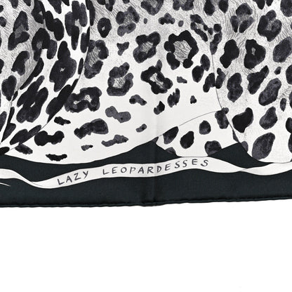 Hermes Silk Twill Lazy Leopardesses Scarf 90 Vert Black Gris 5 of 5