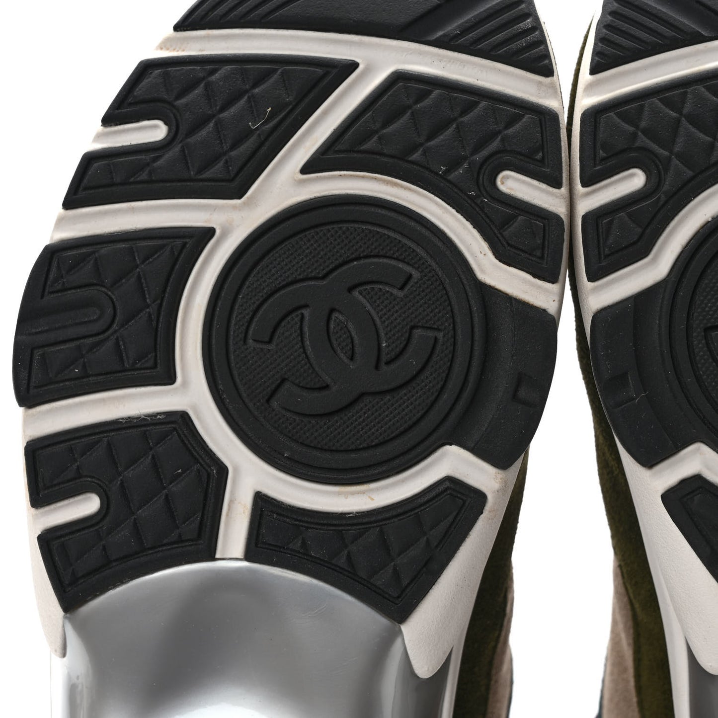 Suede Calfskin CC Sneakers 36.5 Green Beige