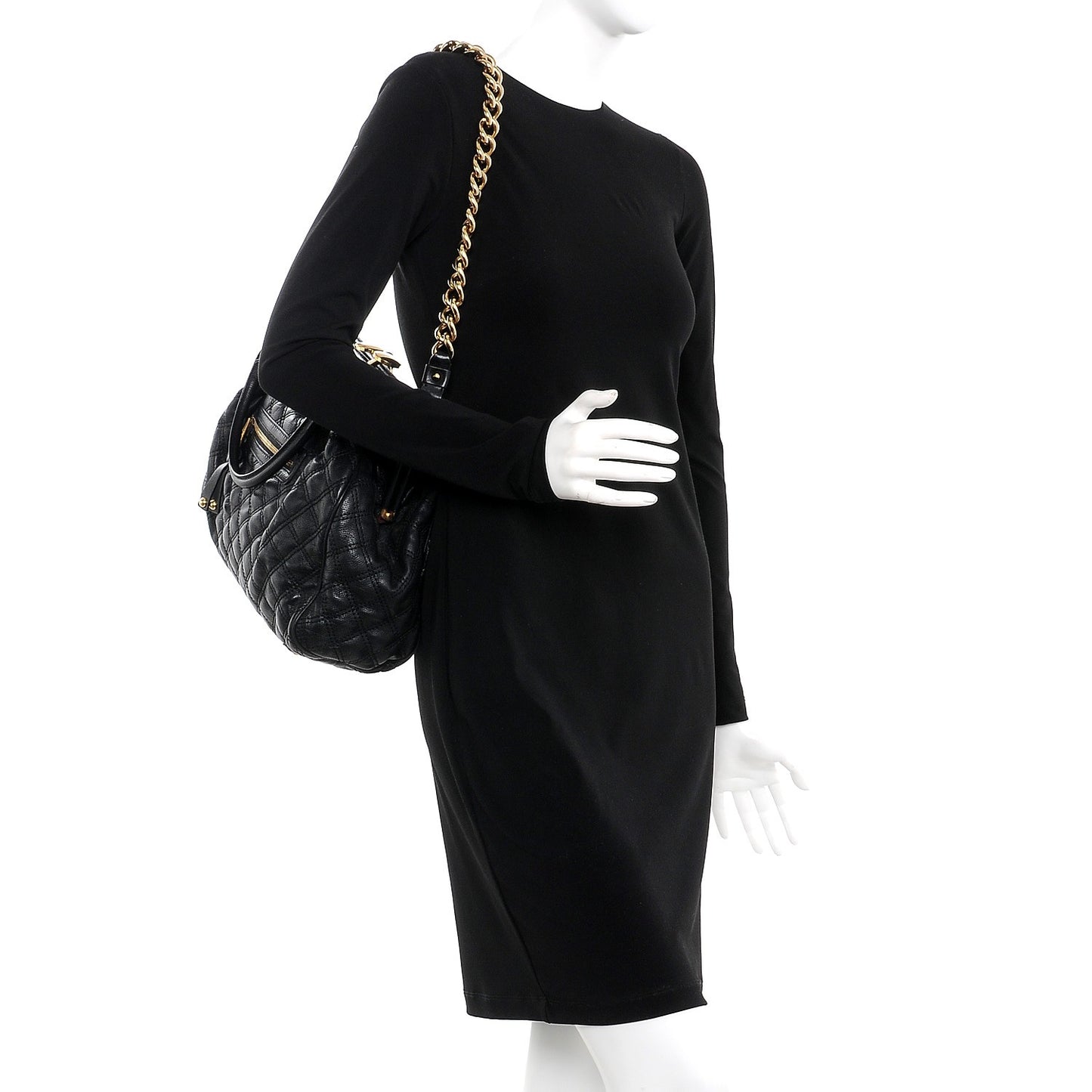 Calfskin Quilted Stam Black