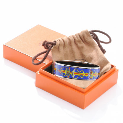 Hermes Enamel Printed Wide Bracelet 65 Bleu 6 of 6
