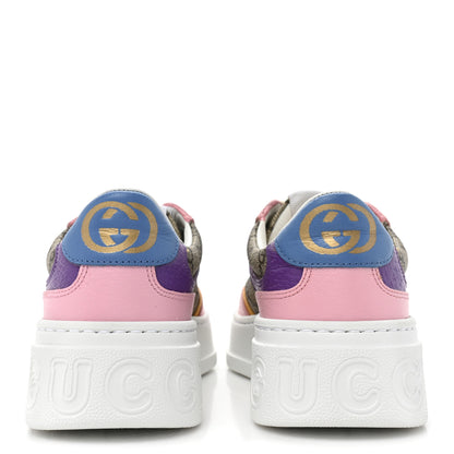 Gucci Calfskin GG Supreme Monogram Perforated Womens Platform 55mm Sneakers 36 Beige Ebony Sugar Pink Crop Shine Purple 4 of 10