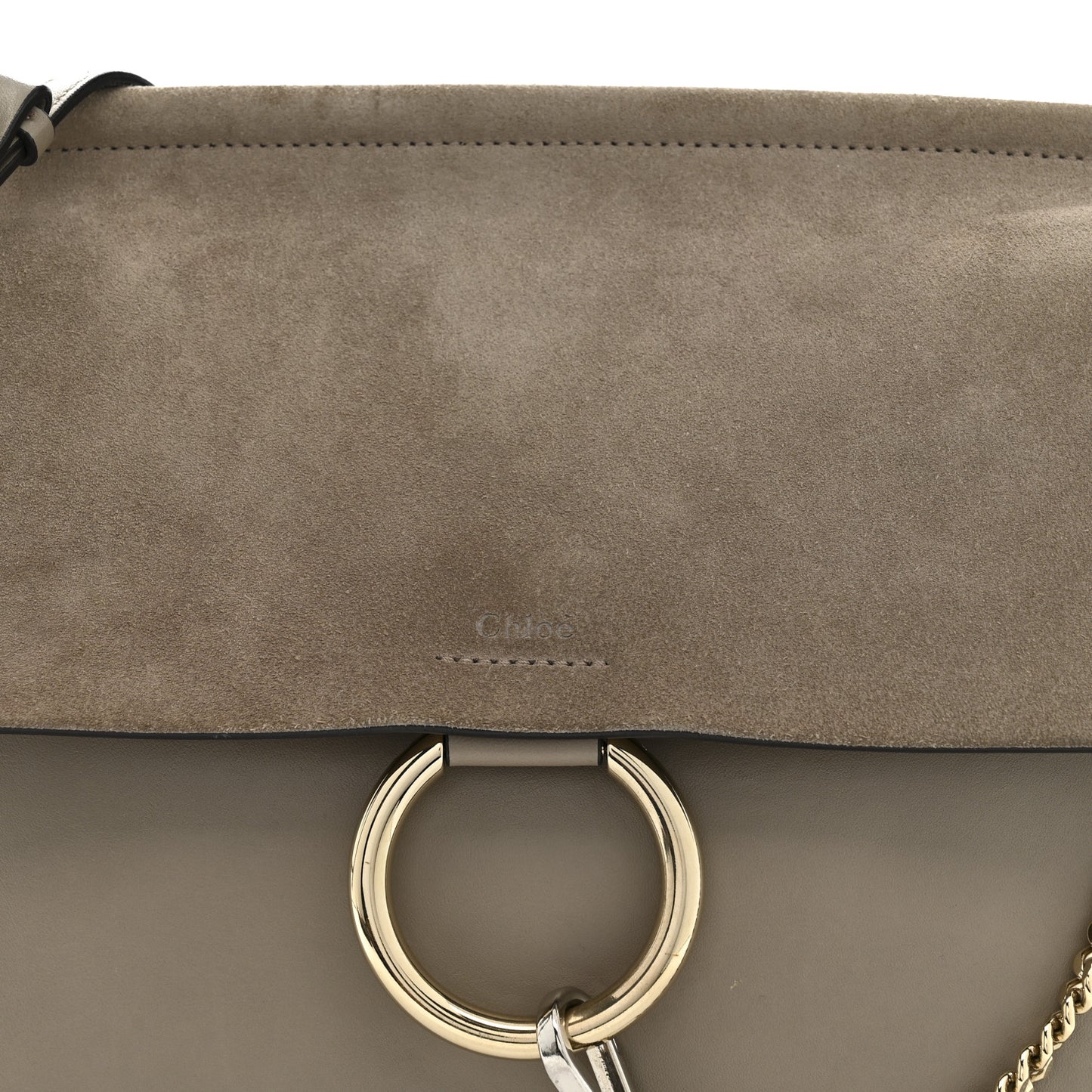 Calfskin Suede Medium Faye Shoulder Bag Motty Grey