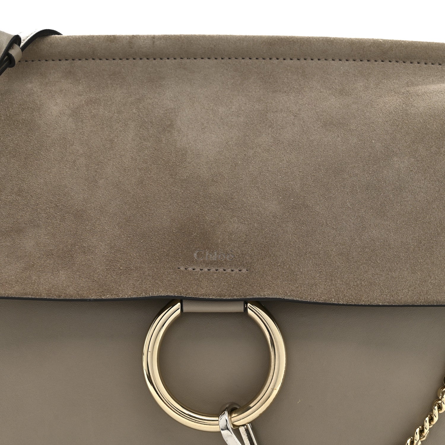Chloe Calfskin Suede Medium Faye Shoulder Bag Motty Grey 8 of 19
