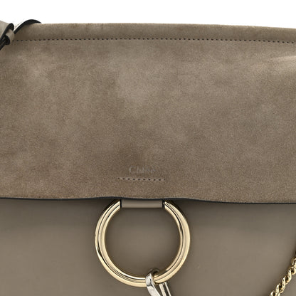 Chloe Calfskin Suede Medium Faye Shoulder Bag Motty Grey 8 of 19
