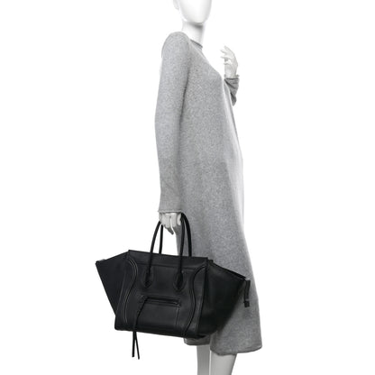 Celine Supple Calfskin Medium Phantom Luggage Black 2 of 14
