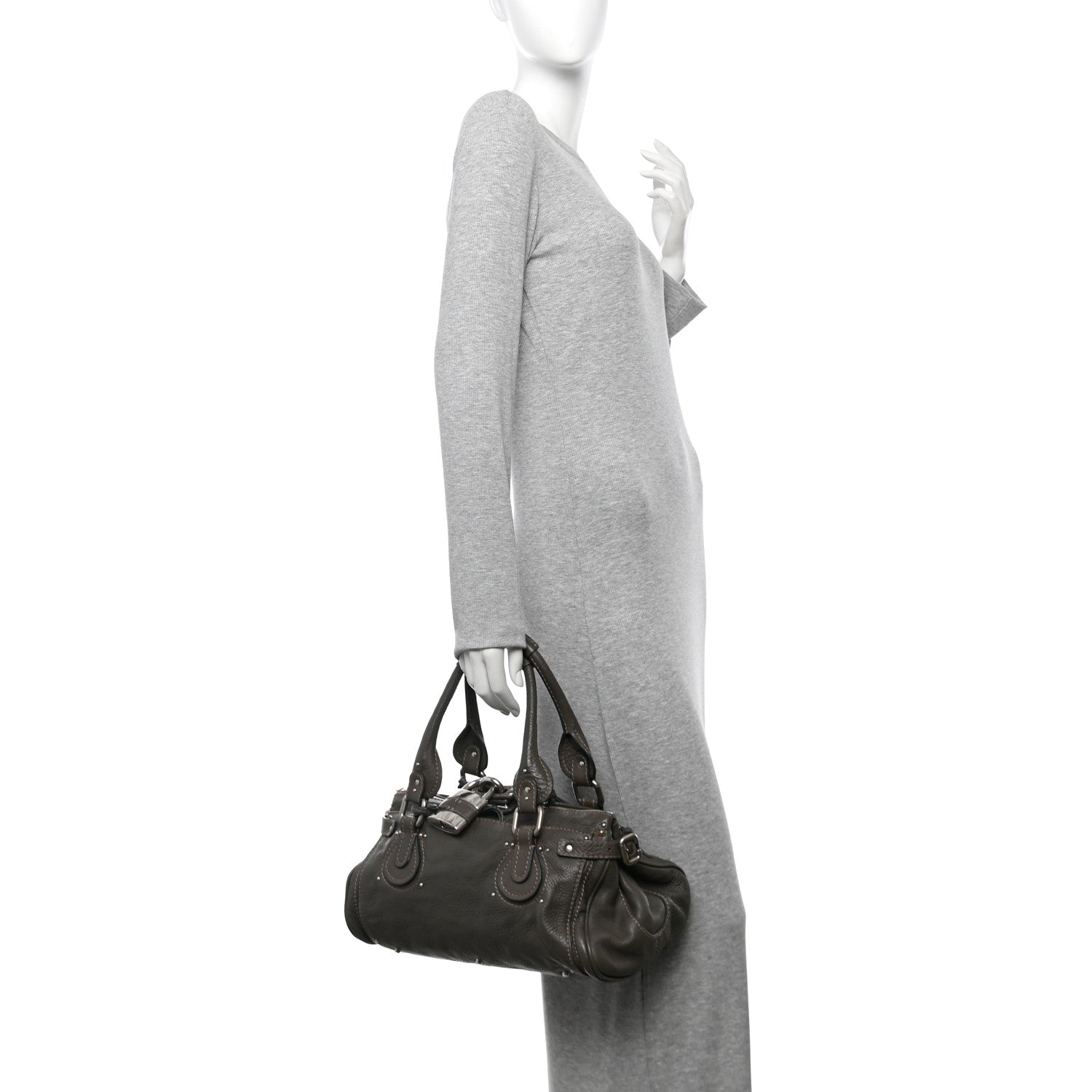 Chloe Calfskin Medium Paddington Satchel Gris Vert 2 of 14