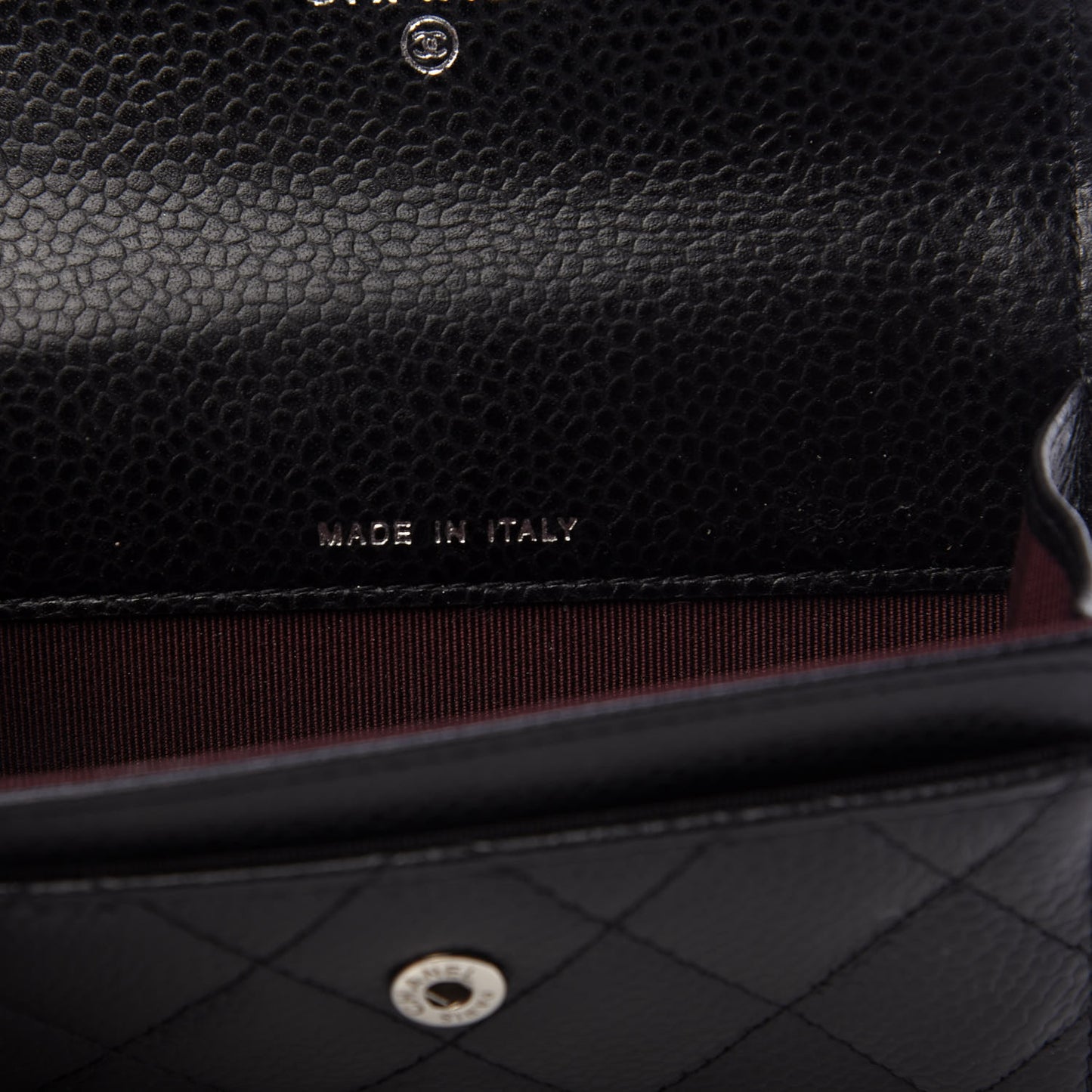 Caviar Quilted Flap Card Holder Black