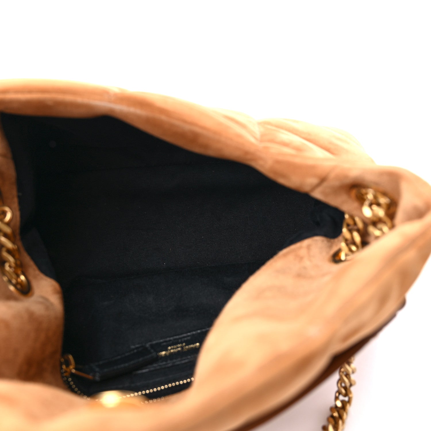 Saint Laurent Suede Calfskin Quilted Small Loulou Puffer Monogram Chain Satchel Cinnamon 5 of 11