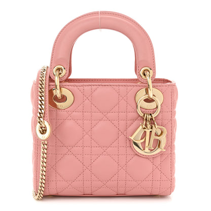 Christian Dior Lambskin Cannage Mini Lady Dior Old Rose 1 of 13